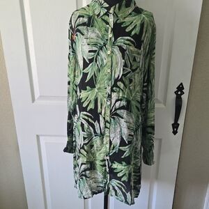 🌿 Chaser Tropical Palm‎ Leaf Long Sleeve Button Down Shirt